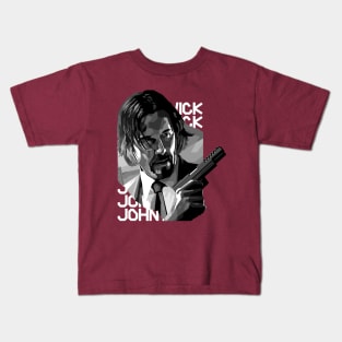 John Wick WPAP Black & white style Kids T-Shirt